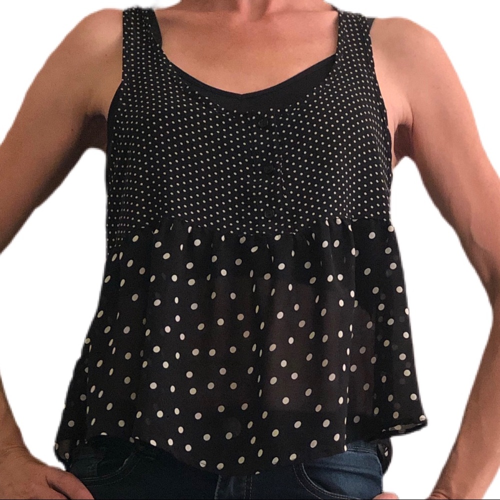 Ambiance Apparel black & white Polk a dot  cami